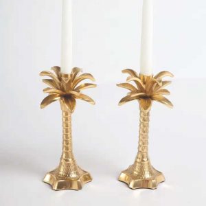 Gold Palm Tree Candlesticks